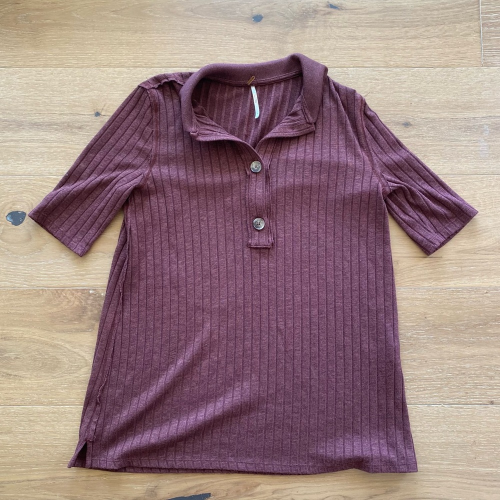 Free People Heart Strings Polo Shirt Size Small